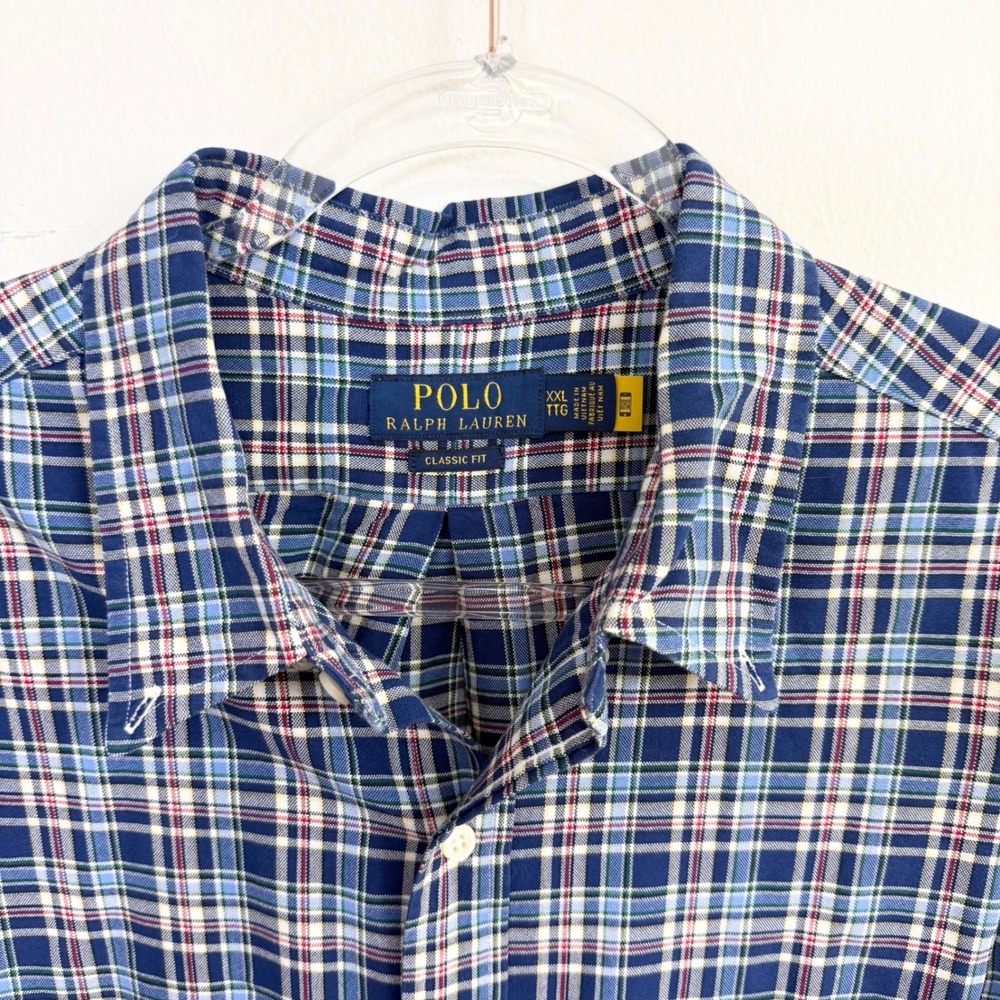 Polo Ralph Lauren Classic Fit Plaid Button Down Shirt Blue XXL - Picture 5 of 7